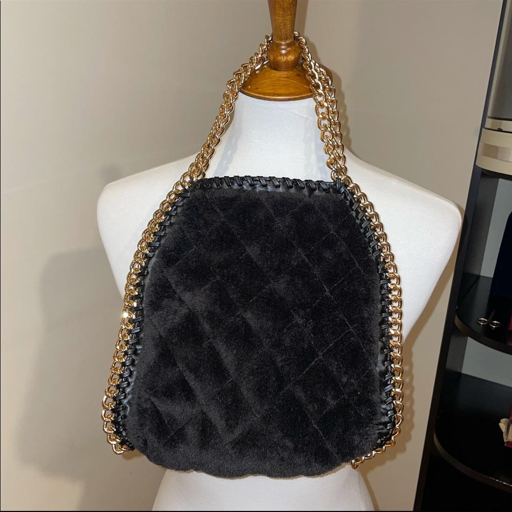 Fuzzy Gold Chain Purse